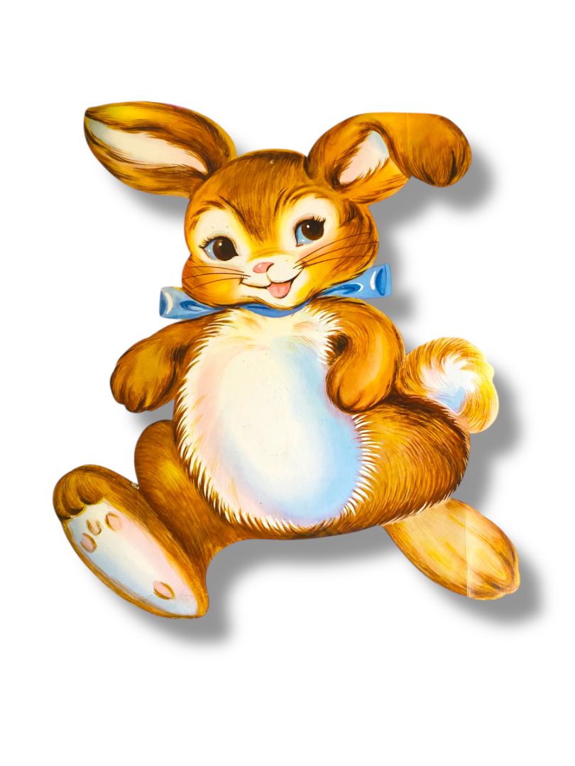 Vintage Bunny Rabbit Diecut  16" Blue Tie Cute Easter