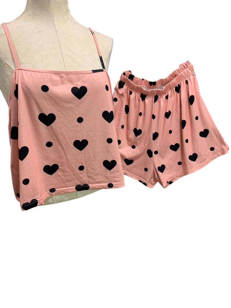 Size 4X Womens Soft Pajama Set Shorts Tank Pink Hearts