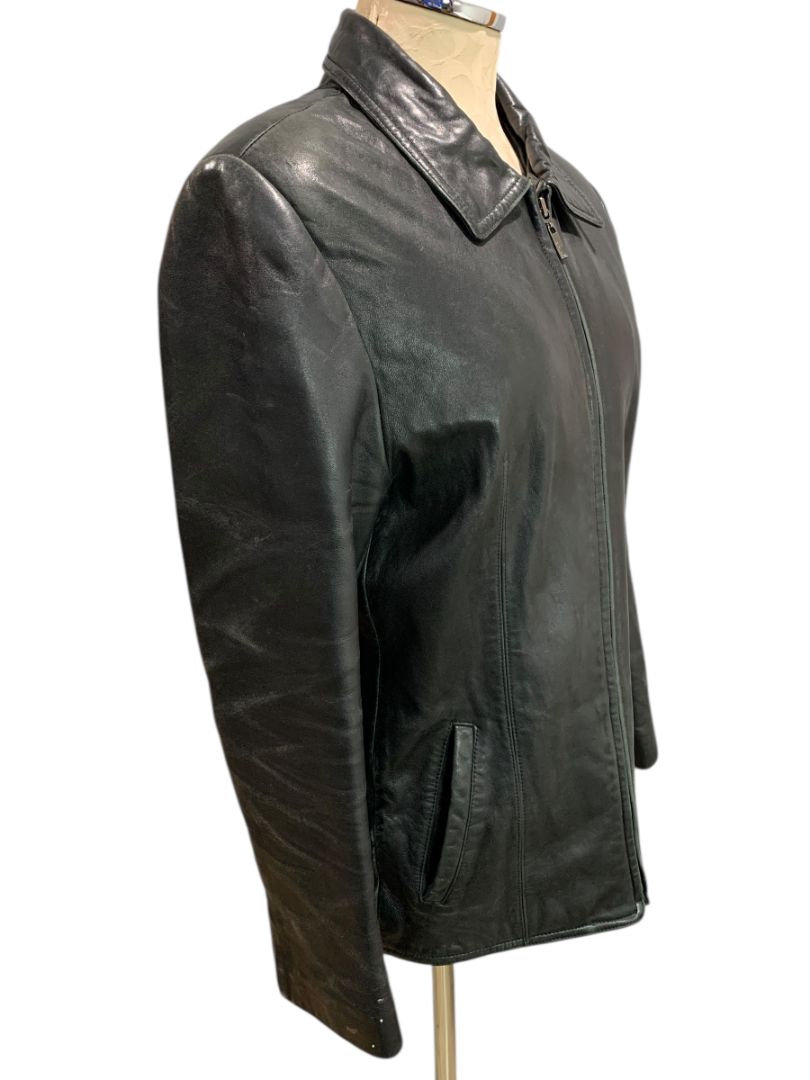 Large Adler Collection Womens Black Lamb Skin Zip Up Coat Jacket