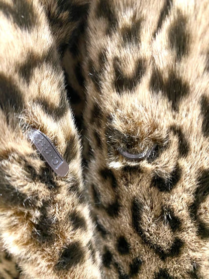 Size Medium Calvin Klein Womens Faux Fur Plush Animal Print Coat Pockets