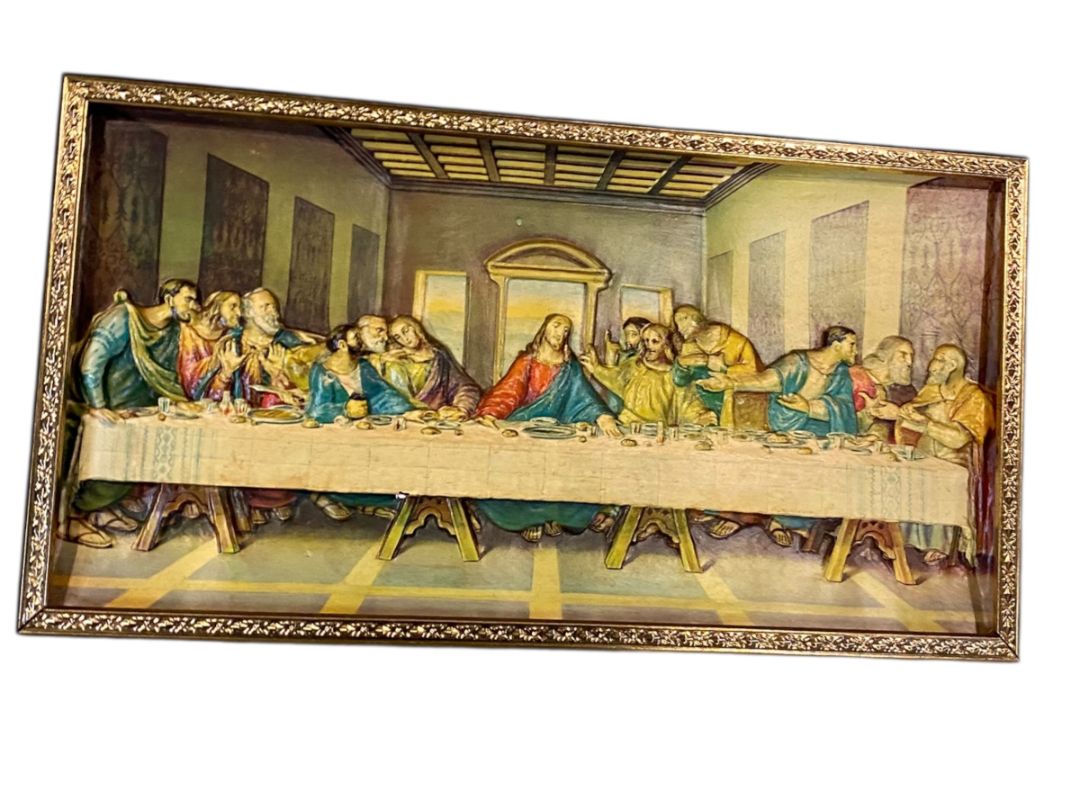 MidCentury 3D Plastic Color Last Supper 8x15” Intercraft USA Kitsch