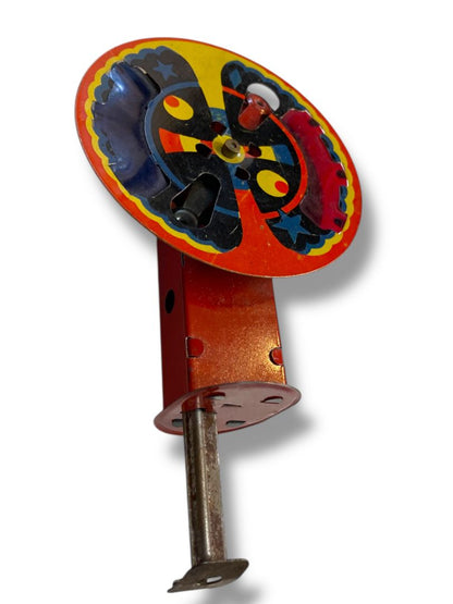 1950s Tin Friction Sparkler Push Toy Red 6" Vintage Lithograph