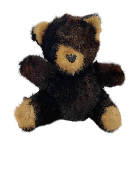 Vintage Mink Fur Teddy Bear Plush Stuffed Animal 9"