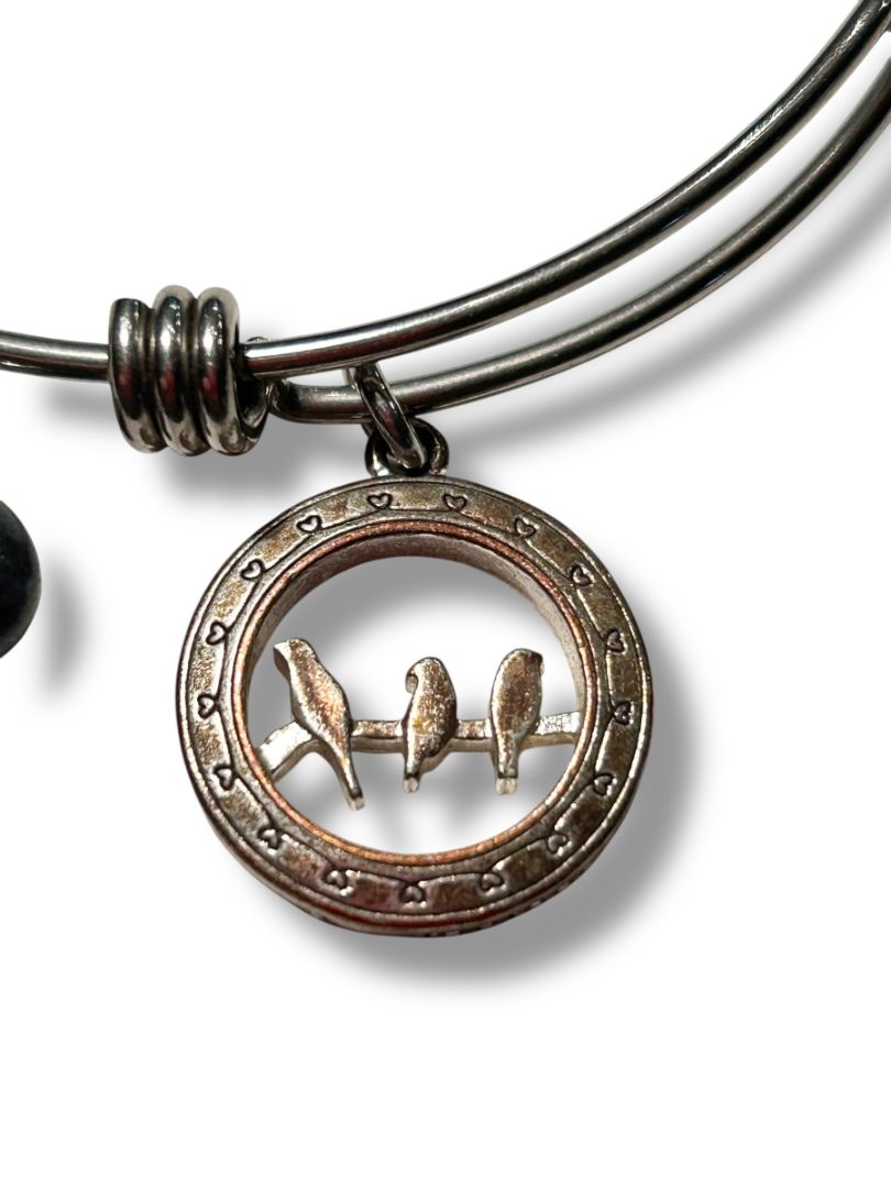 Silvertone Adjustable Bangle Bracelet Charms "Friends Forever"