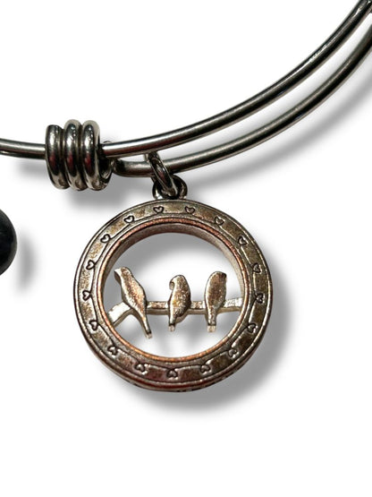 Silvertone Adjustable Bangle Bracelet Charms "Friends Forever"