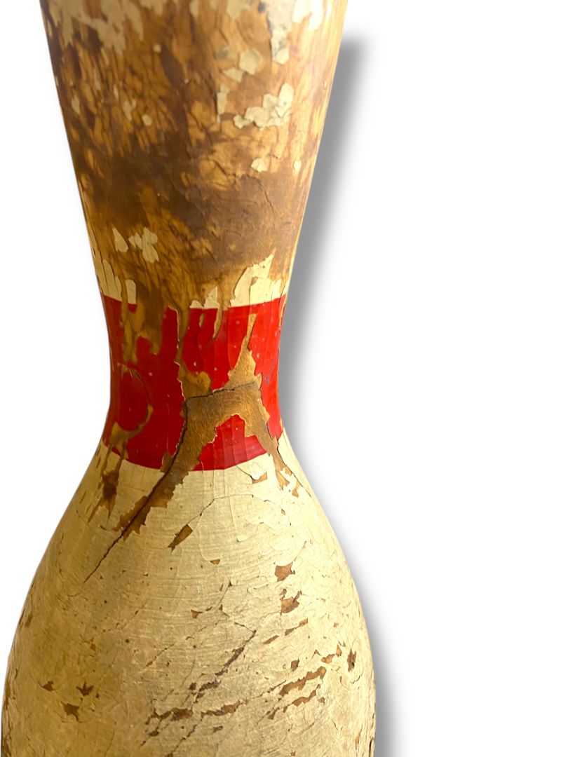 1950s Bowling Pin 15.5" Turned Wood Chippy Sports Room Decor