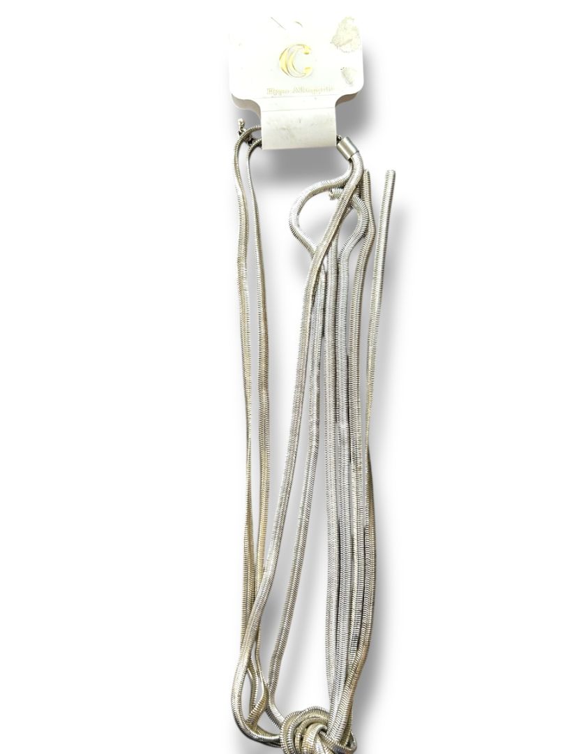 New Silvertone Snake Chain Adjustable Necklace Shiny 20" Drop