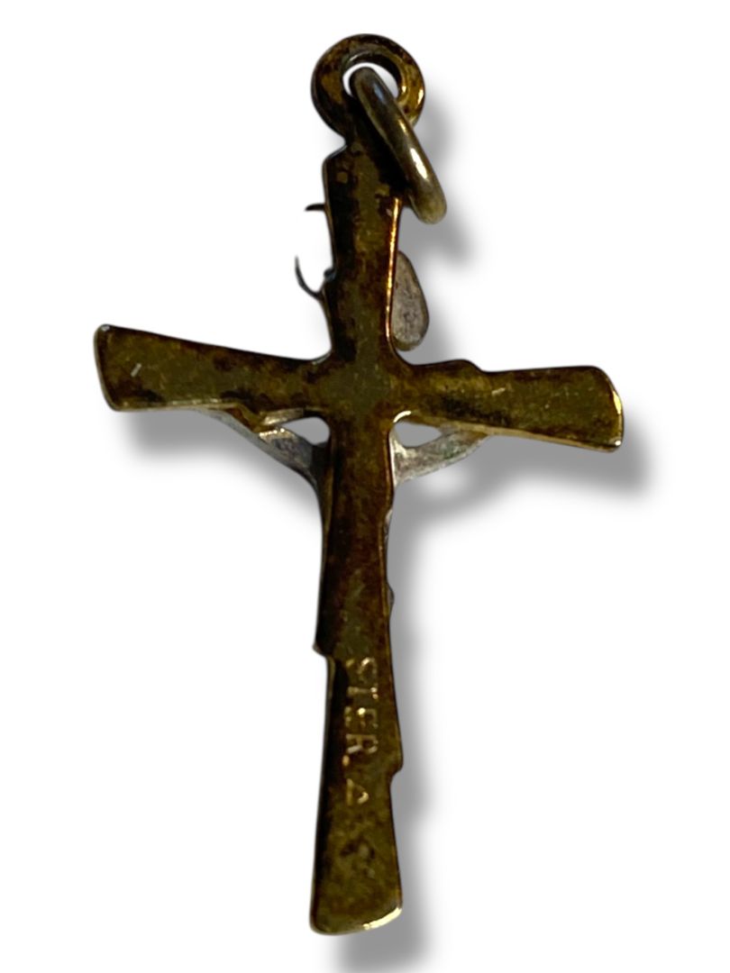 Small Vintage Sterling Silver Goldtone Cross Religious 1"