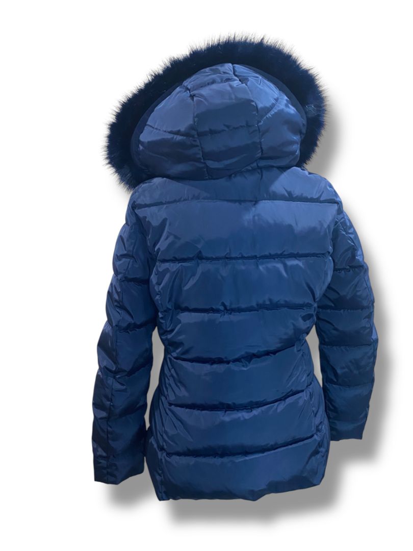 Small Tommy Hilfiger Womens Navy Blue Puffer Coat Removable Hood