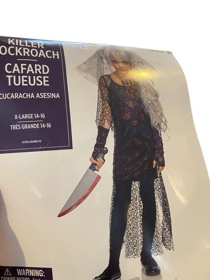Size XL (14/16) Killer Cockroach Costume Girls Dress Overdress Glovelettes Veil