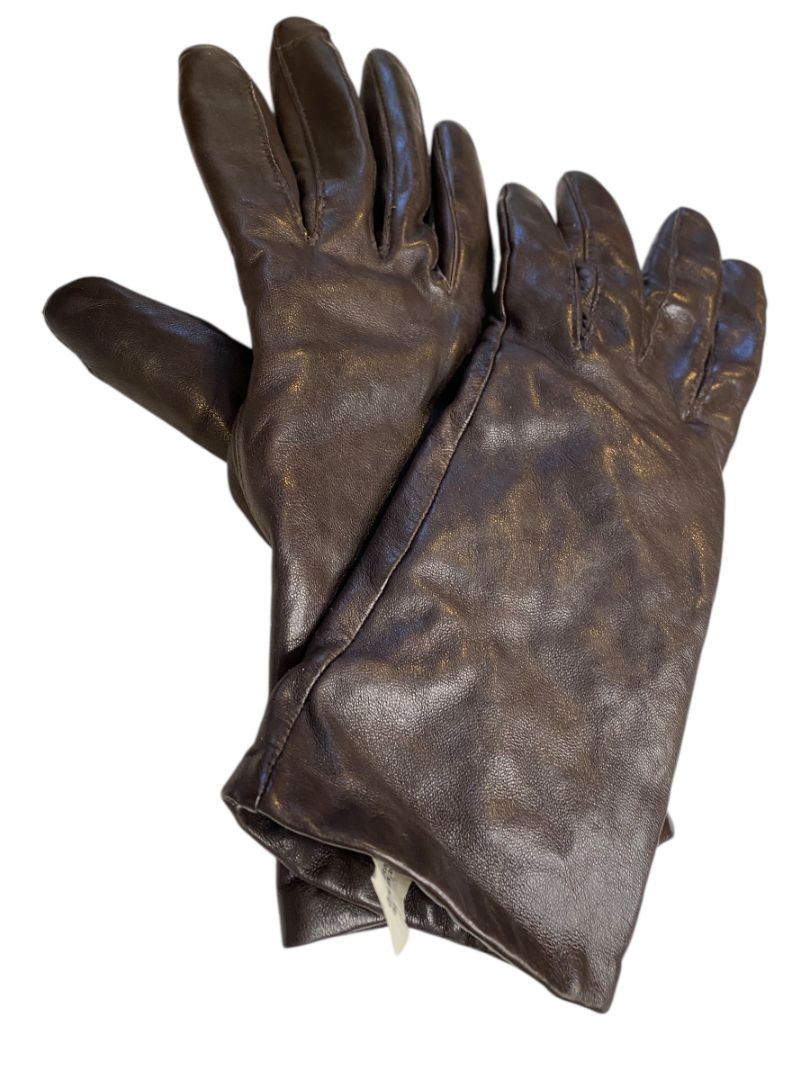 Size 7.5 Isotoner Vintage Womens Brown Leather Cashmere Lined Gloves