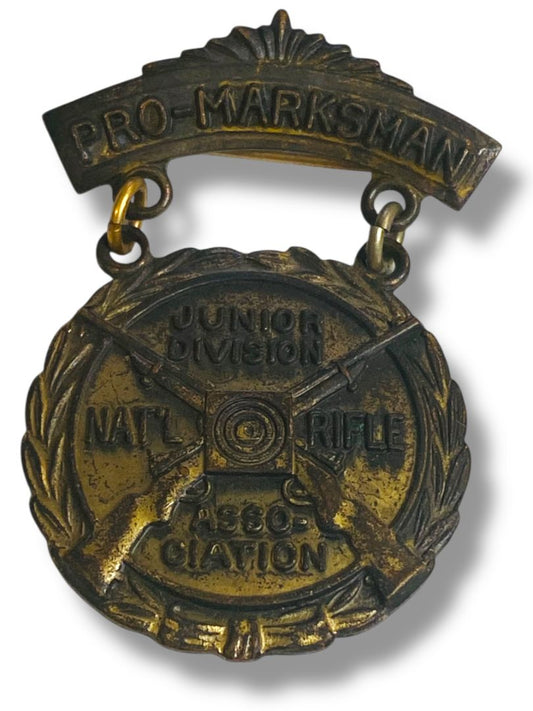 Vintage NRA Pro-Marksman Junior Division Badge Pin Medal 1.75"