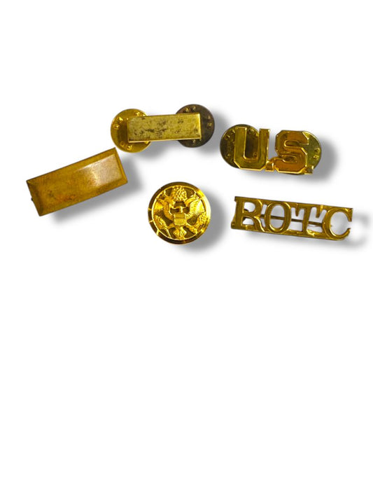 Vintage Lot of 5 US Military ROTC Pins Buttons Assorted Goldtone