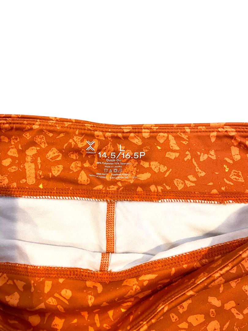 Large (14.5-16.5) Xersion Girls Youth Shorts Orange Print Quick Dry