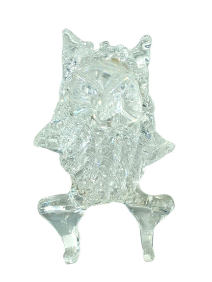 Clear Spun Glass Owl Figurine Filigree Vintage 2 7/8" h Vintage