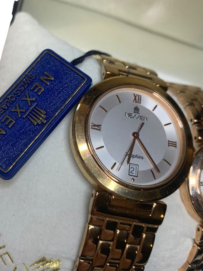 Nexxen Rose Gold Plated His and Her Watch Set in Box Sapphire Crystal