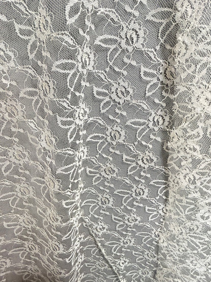 Vintage 1960s Cream Colored Lace Fabric Remnant 90"L x 30"w