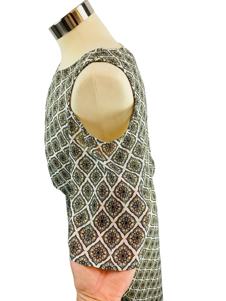 Small Petite Tacera Cold Shoulder Print Maxi Dress Elastic Waist Lined