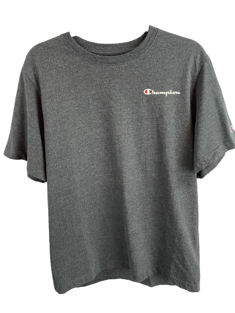 Large Champion Men's Dark Gray Heathered Tshirt Short Sleeve