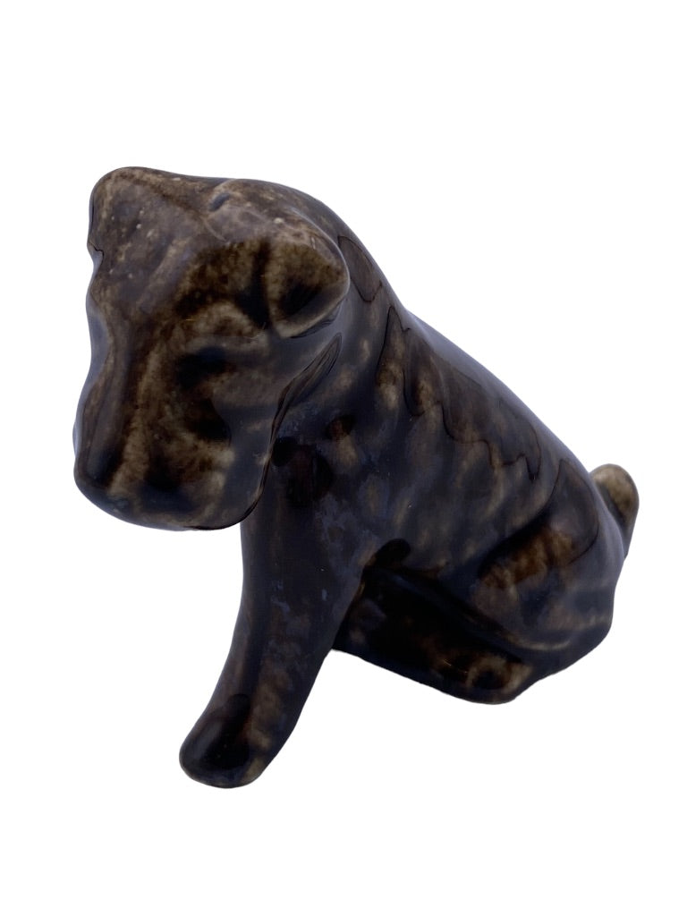 Vintage Dog Figurine Ceramic Brown Glaze 3"