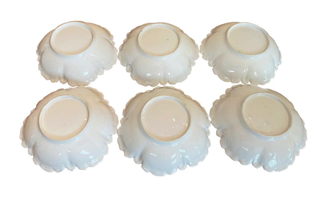 Set of 6 Vintage Floral Scalloped Berry Fruit Bowls RS Germany Porcelain