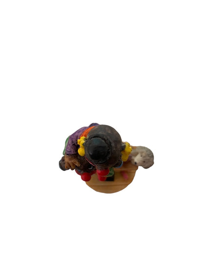 1997 Resin Clown Figurine Balancing Act Dog 3" Brown Skin