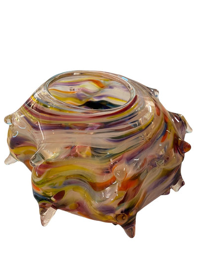 Signed James Hayes Art Glass Swirl Vessel Abstract Hand Blown  8.5" x 5.25