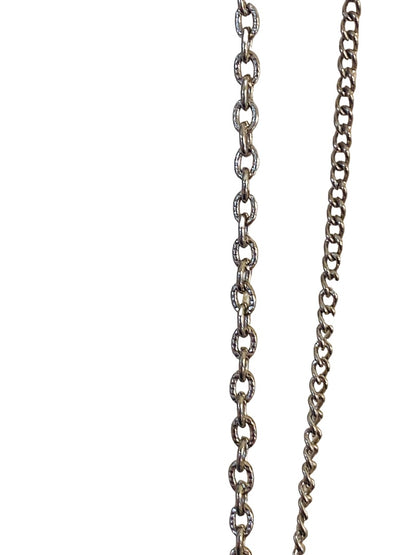 Silvertone Dual Strand 56" Necklace Spring Clasp Beads Can be Looped Layered