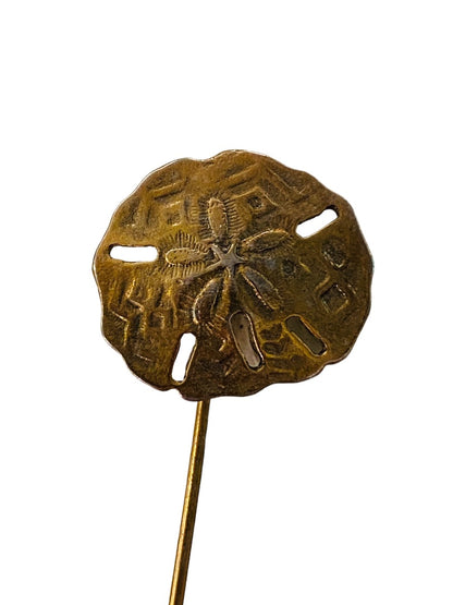 Vintage Goldtone Coppertone 2"l Stick Pin Sand Dollar Design (3/4")