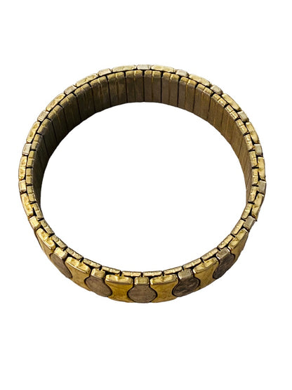 Silvertone Goldtone Stretch Bracelet Stainless Steel Oval Hourglass Design