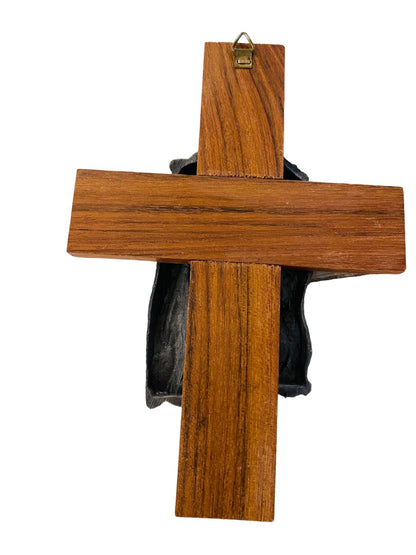 Wooden and Metal Cross 6" x 4.25" Jesus Religous Crown of Thorns