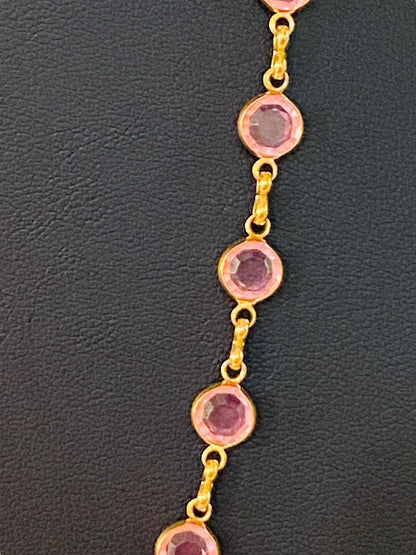 Goldtone Pink Signed Avon 22.5" Necklace Lobster Clasp