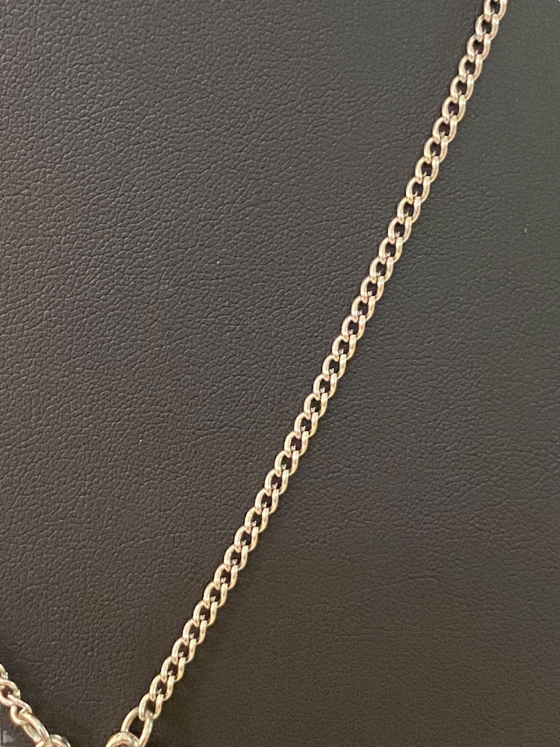 Silvertone 22" Necklace Coral Acrylic Beaded Attached Pendant Necklace