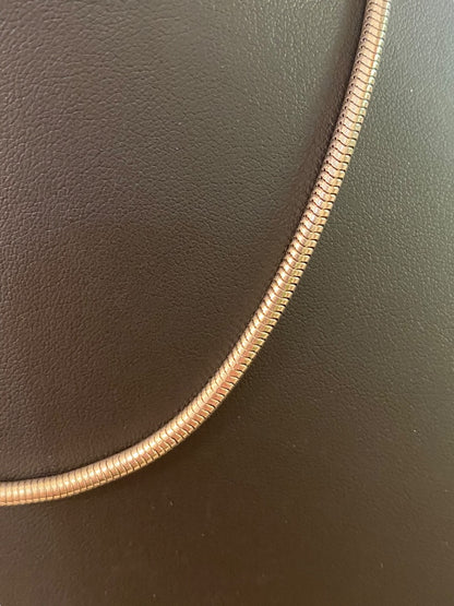 Silvertone Snake Chain 16.4" Necklace Spring Clasp Shiny