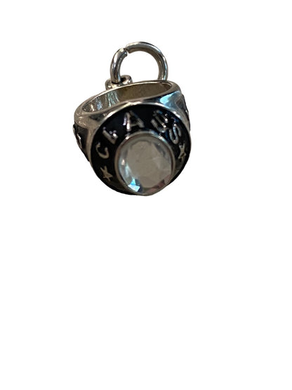 Class of 2015 Pendant Charm Silvertone Jewelry Miniature Ring 1" Drop