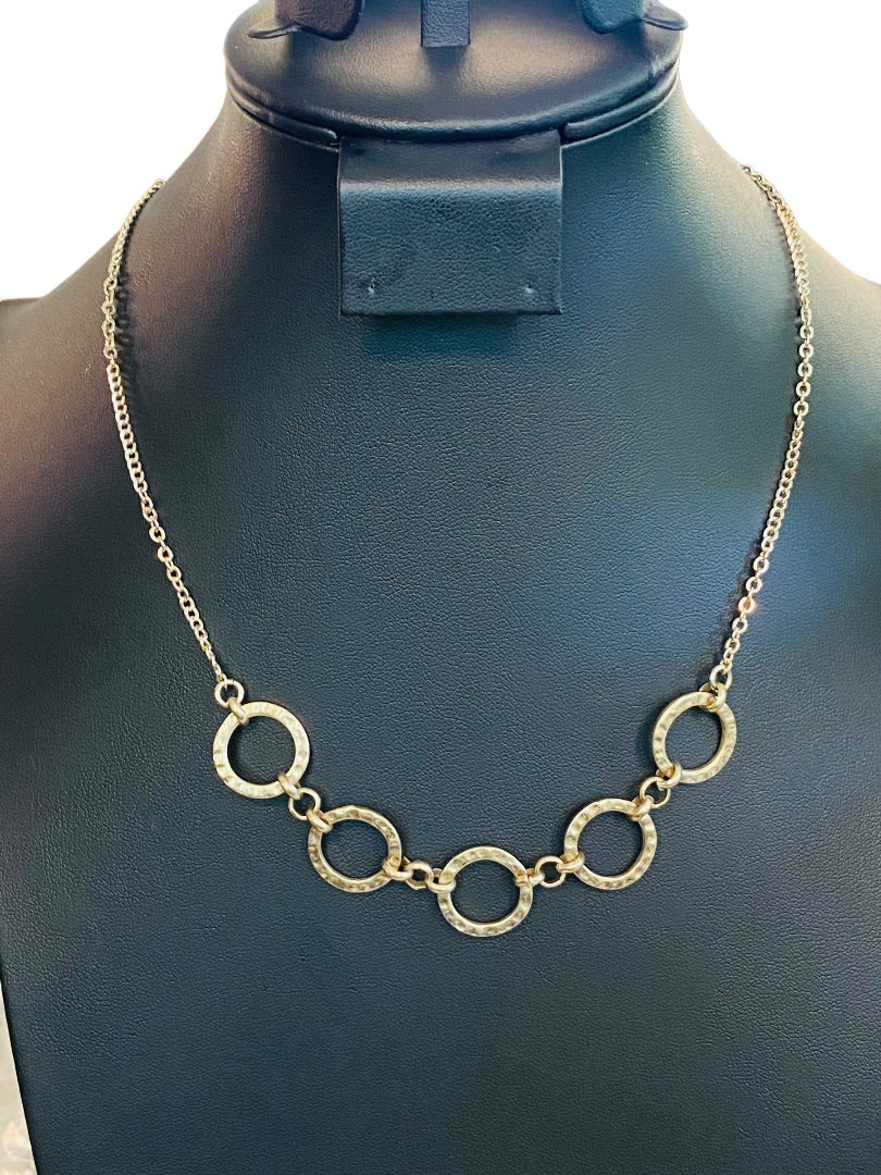 Goldtone Necklace Circles 18.5" Lobster Clasp