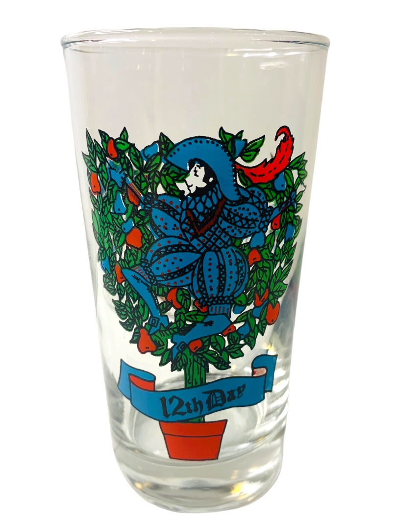 Vintage Tumbler Glass Taylor Smith & T 12th Day of Christmas 10 oz Drinking