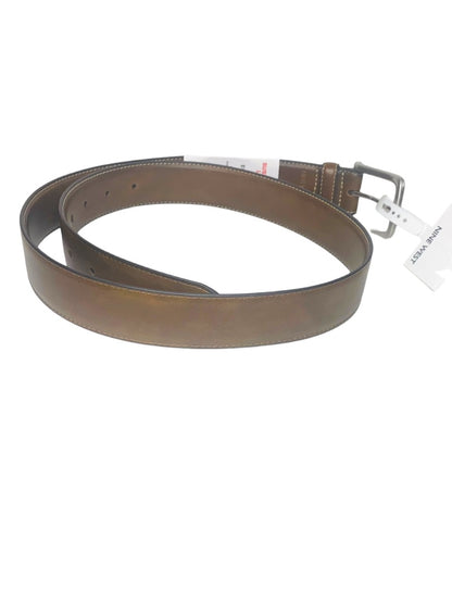 Medium 34-36 Nine West Mens New Tan Vegan Leather Belt Contrast Stich 1.25" Width