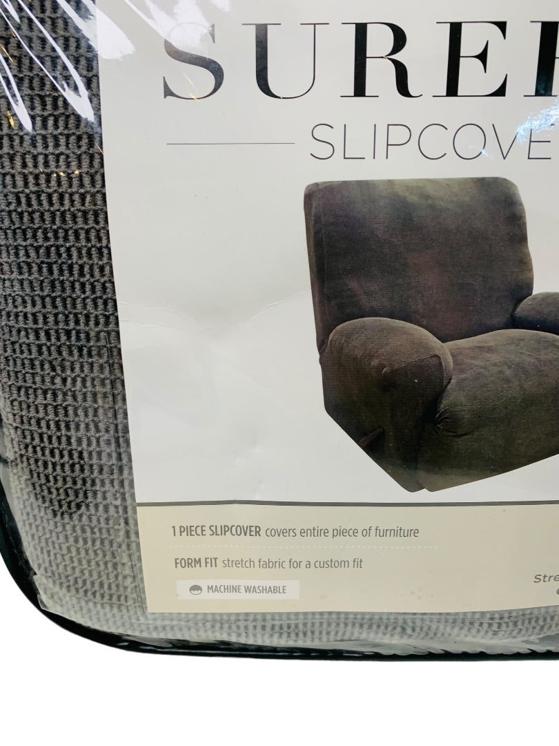 Surefit Stretch Oxford Recliner Cover Gray Slipcover Machine Washable New