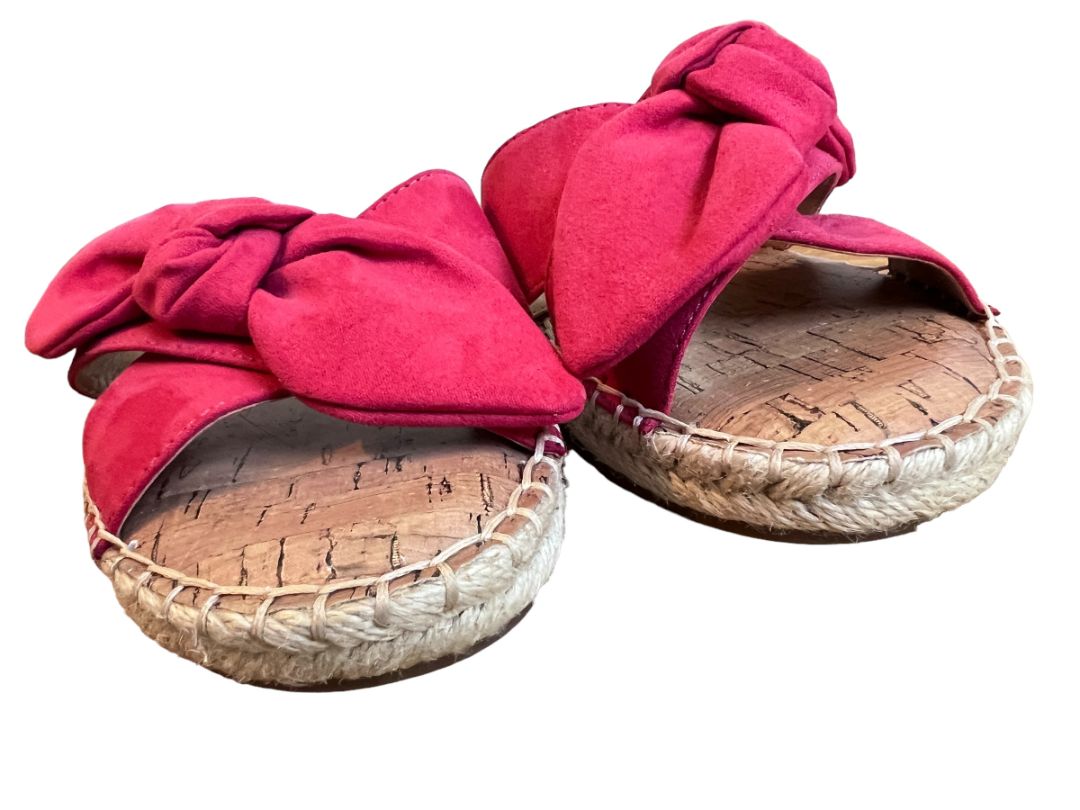 9.5 M Nine West Slide Sandals Women's Bellah Espadrille Bow Red