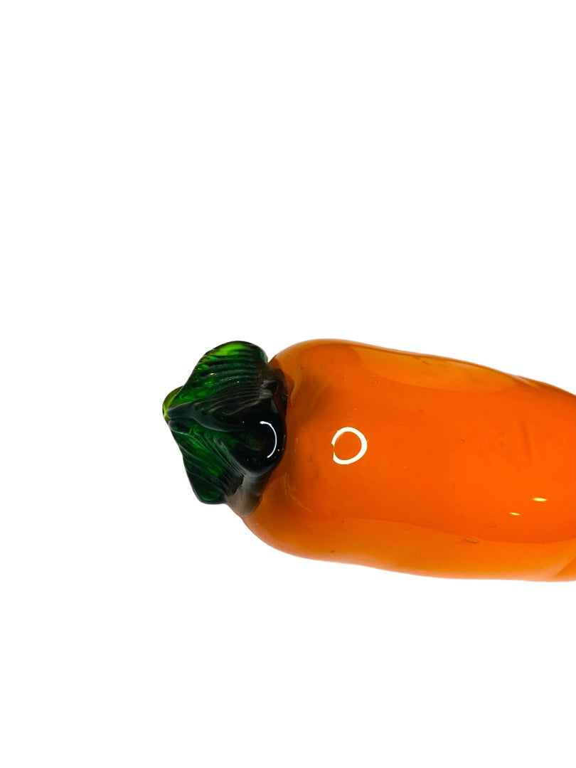 Art Glass Decorative Orange Green Carrot 7.25" Realistic