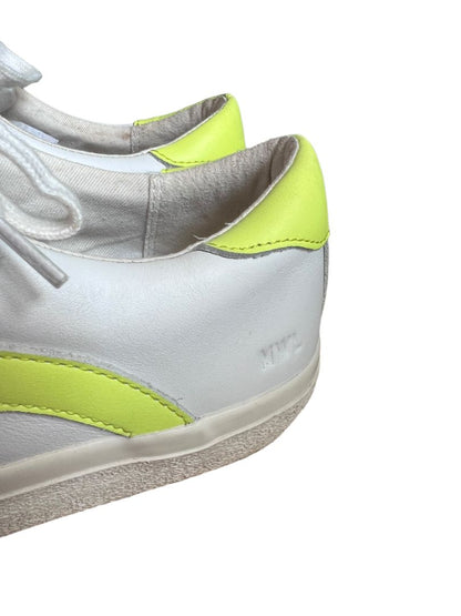 7.5 Madewell Sidewalk Neon Yellow White Sneakers Low Top Lace Up Leather