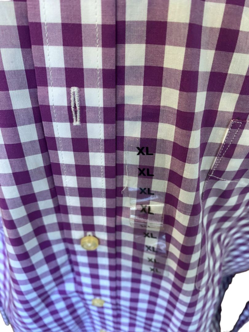 XL Washington Huskies Men's Button Down Gingham Shirt The W Collection NWT