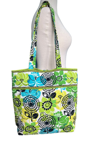 Vera Bradley Limes Up Green Large Floral Tote Bag Purse Toggle Closure