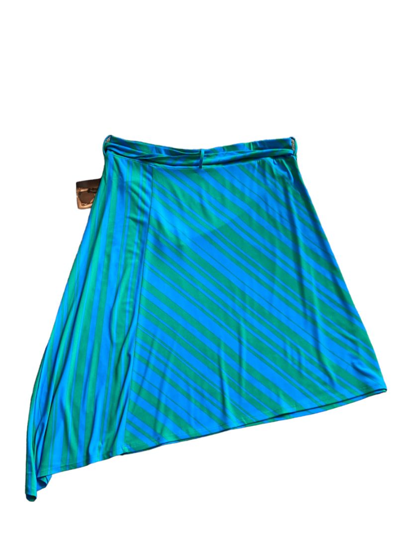 NWT XL Iman Turquoise Green Assymetric Belted Skirt