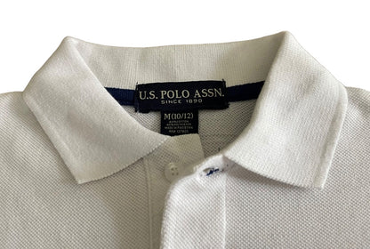 Medium (10/12) U.S. Polo Assn. Boys Cotton Blend Golf Shirt White New Short Sleeve