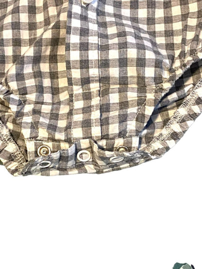 18M Carter's Boys Gray Gingham Button Down Shirt One Piece Snap Crotch