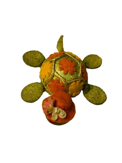 Handmade Vintage 1970s Magnets Felt Turtle Country Wood Woman Bonnet