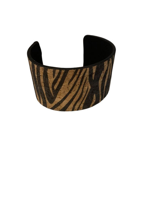 Cuff Zebra Zone Print Cork Cuff Bracelet Brown Black Adjustable New