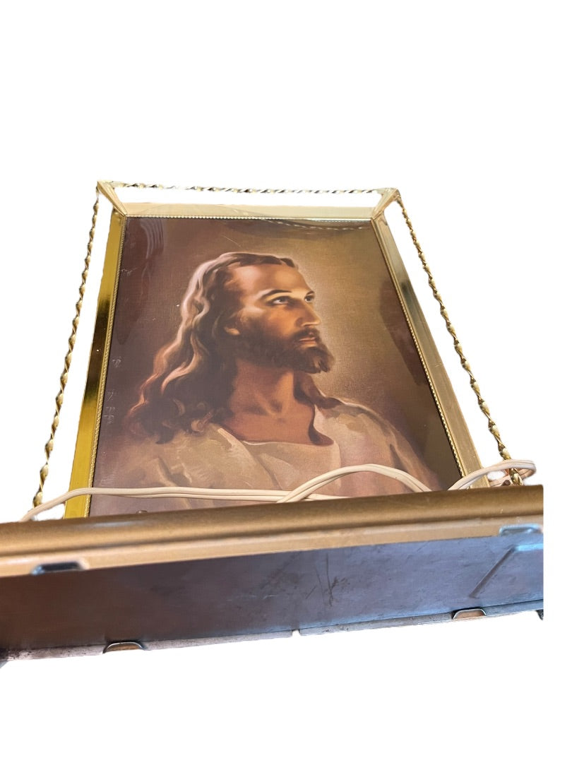 Midcentury Jesus Lithograph Light Plak-Lite Hobby Hill Chicago Muscial 1950s